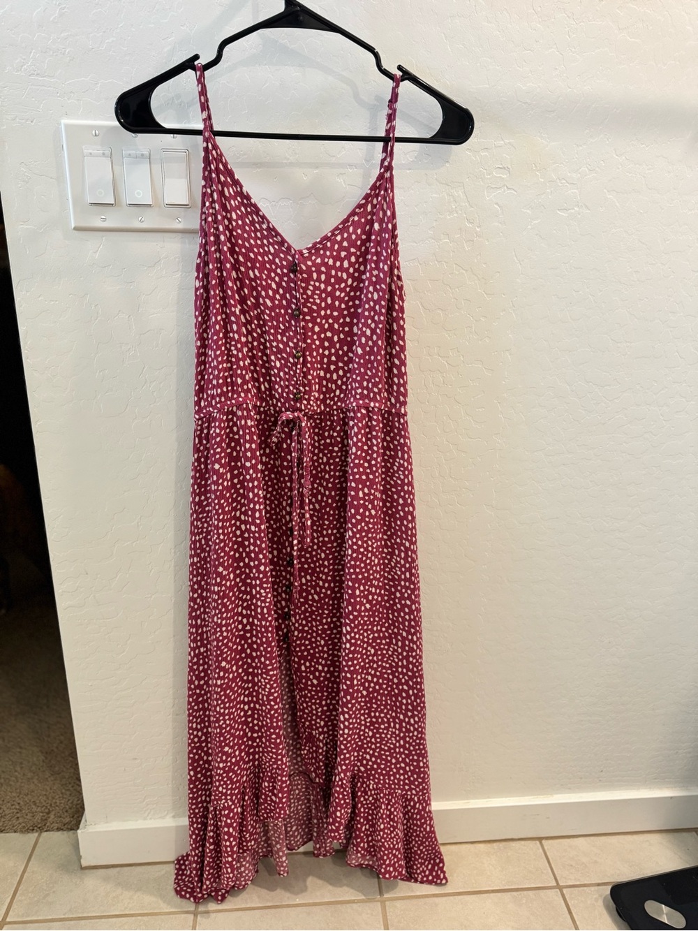 Rewind Dusty Rose Polka Dot Maxi Dress